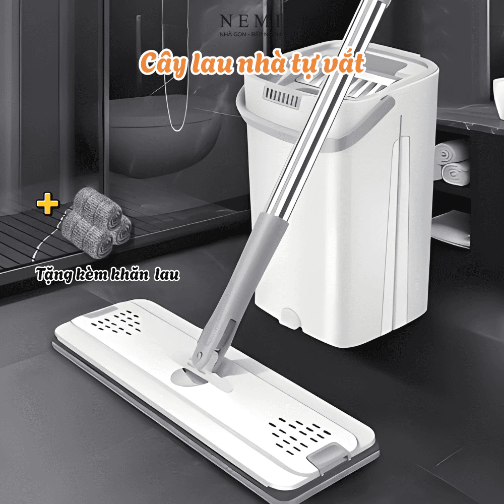 Bộ Cây Lau Nhà Tự Vắt Thông Minh, Chổi Lau Nhà Xoay 360 Độ Làm Sạch Thế Hệ Mới, Lau Sạch Khô Nhanh