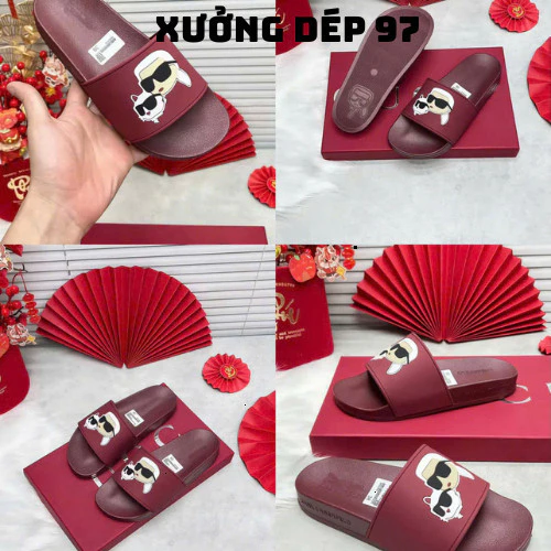 💝LOGO ĐẾ💝 Dép Quai ngang KARL ông già đỏ Nam Đế Đỏ Chuẩn AU K.A.R.L Logo Dập Nổi