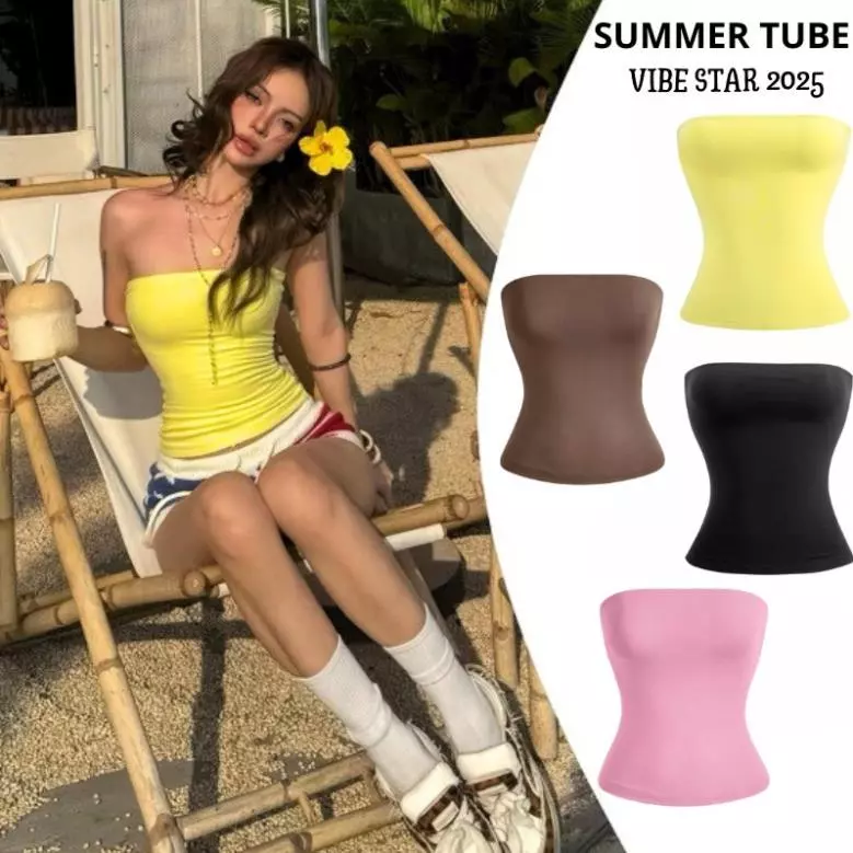 ( TUBE - BB02) Áo ống đỏ tía, đen trơn phù hợp phong cách hằng ngày tối giản cho mùa hè| BAHYCHIC baby girl Pink Hill