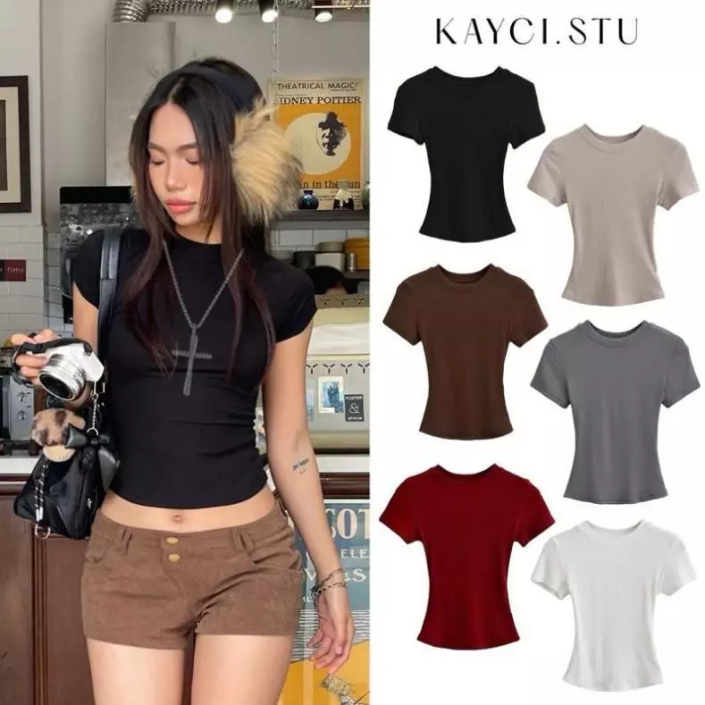 [SLIMTOP] Áo thun trơn thắt eo ôm body siêu hack dáng chất thun co dãn mềm mịn giá rẻ (Sẵn ảnh thật) Pink Hill
