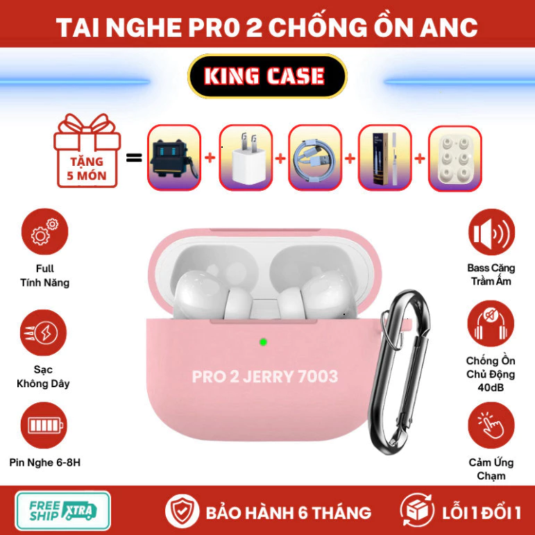 Tai Nghe Pro 2 Jerry 7003 l Bass Mạnh l Chống ồn ANC l Vuốt Tăng Giảm Âm l Định Vị | KING CASE