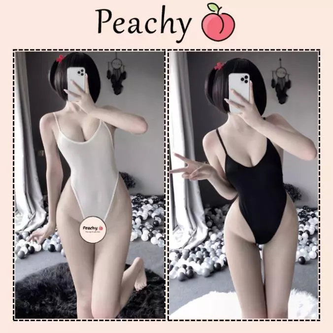 Áo liền thân 2 dây thun trơn đen trắng gợi cảm bodysuits đồ ngủ nữ hở lưng sexy quyến rũ PEACHY B903