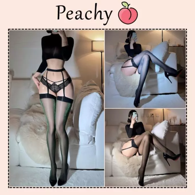 Garter liền tất ánh nhũ bling bling phối đồ cực xinh gợi cảm garters vớ đùi nữ chống tụt thon chân quyến rũ PEACHY P819