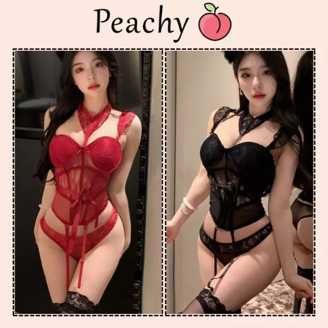 Áo corset ren có mút ngưc phối garter gợi cảm sang chảnh đồ lót sexy có gọng đen đỏ quyến rũ cao cấp PEACHY N922