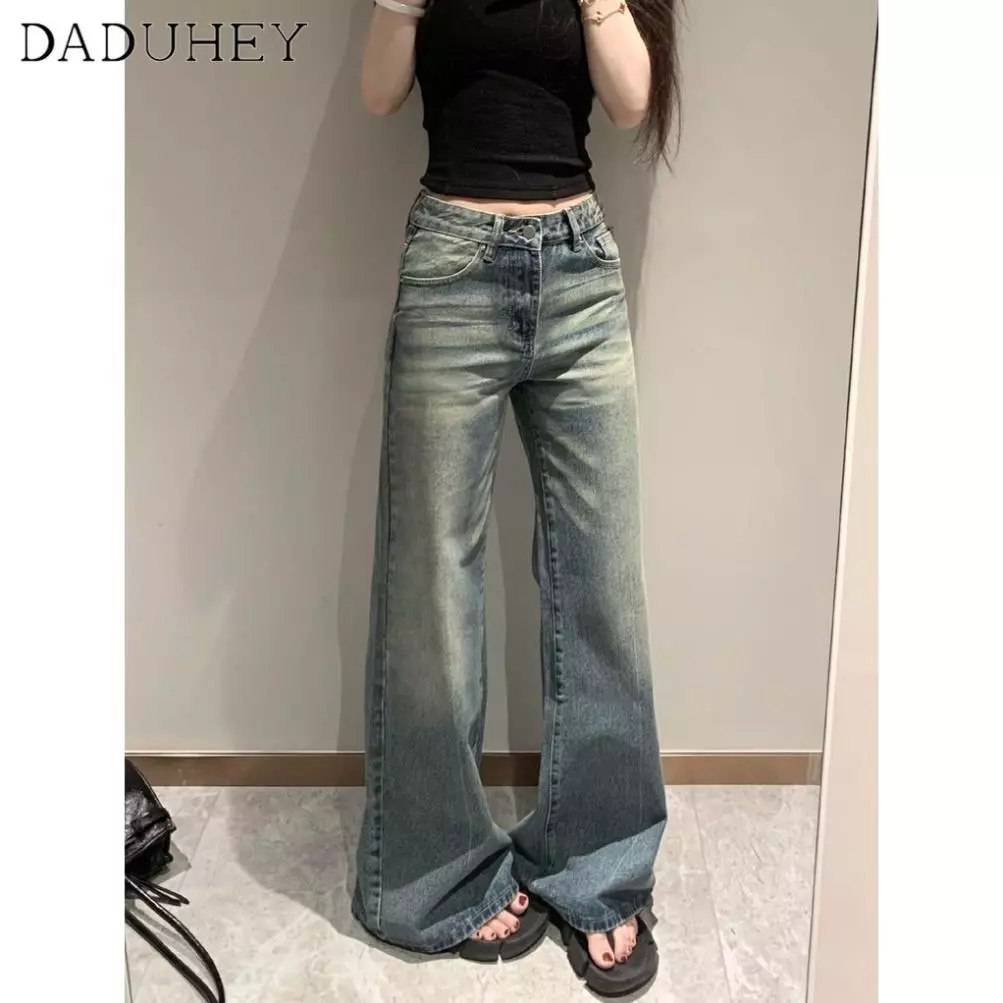 YABUMA New American Retro Flared Low Waist Jeans plus Size Trousers