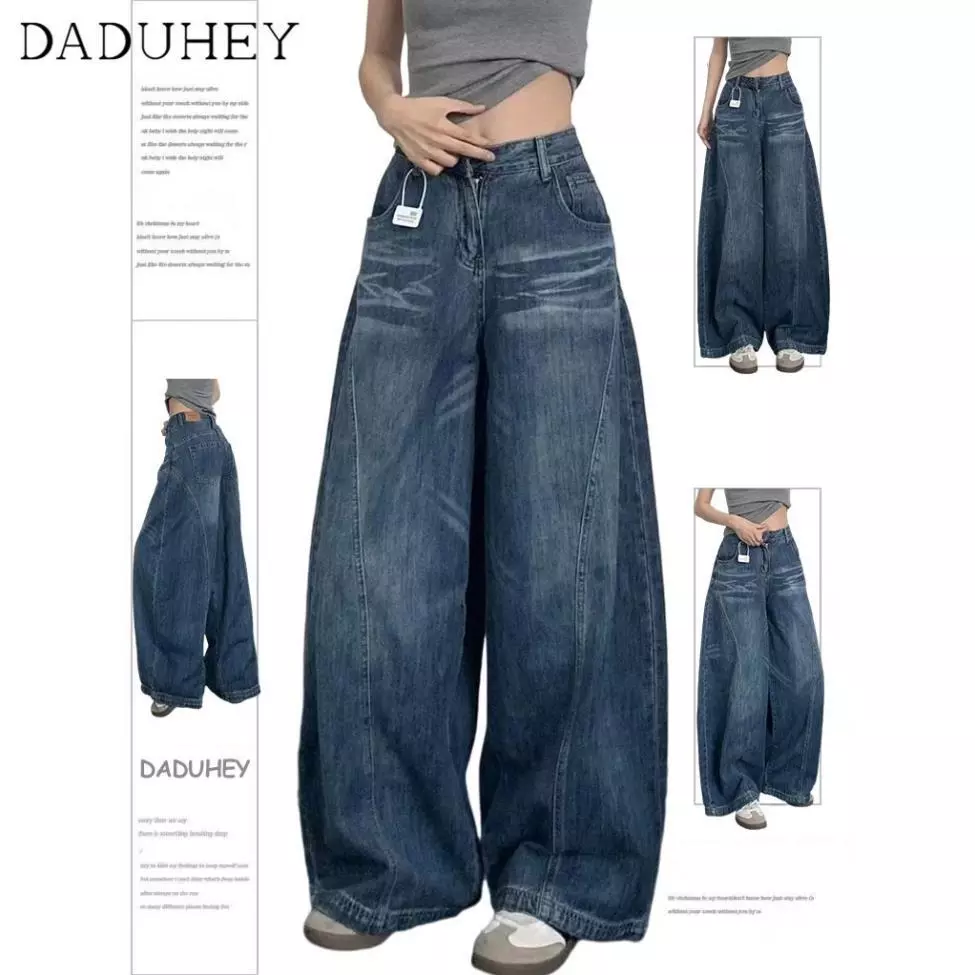 YABUMA New American Style Ins High Street Hip Hop Jeans Niche High Waist Loose Wide Leg Pants plus Size Trousers