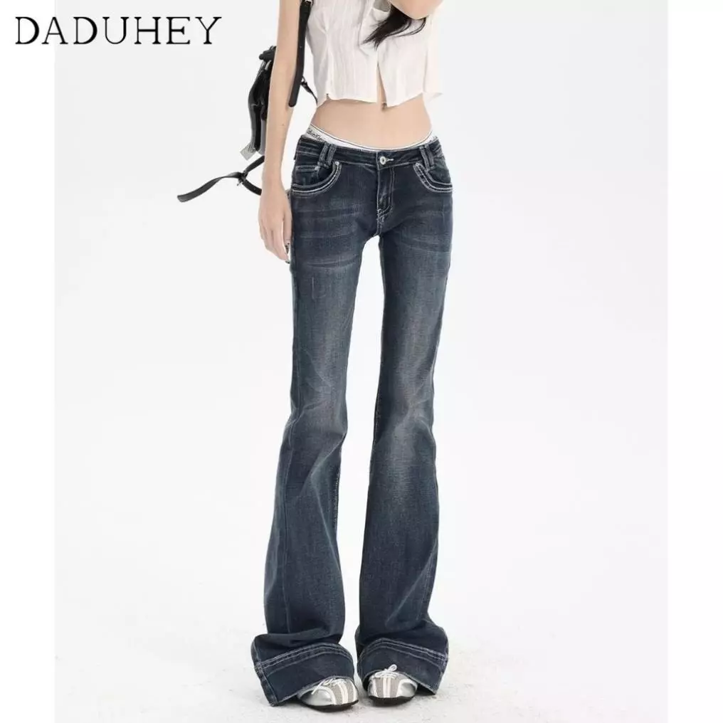YABUMA New American Retro Flared Low Waist Jeans plus Size Trousers