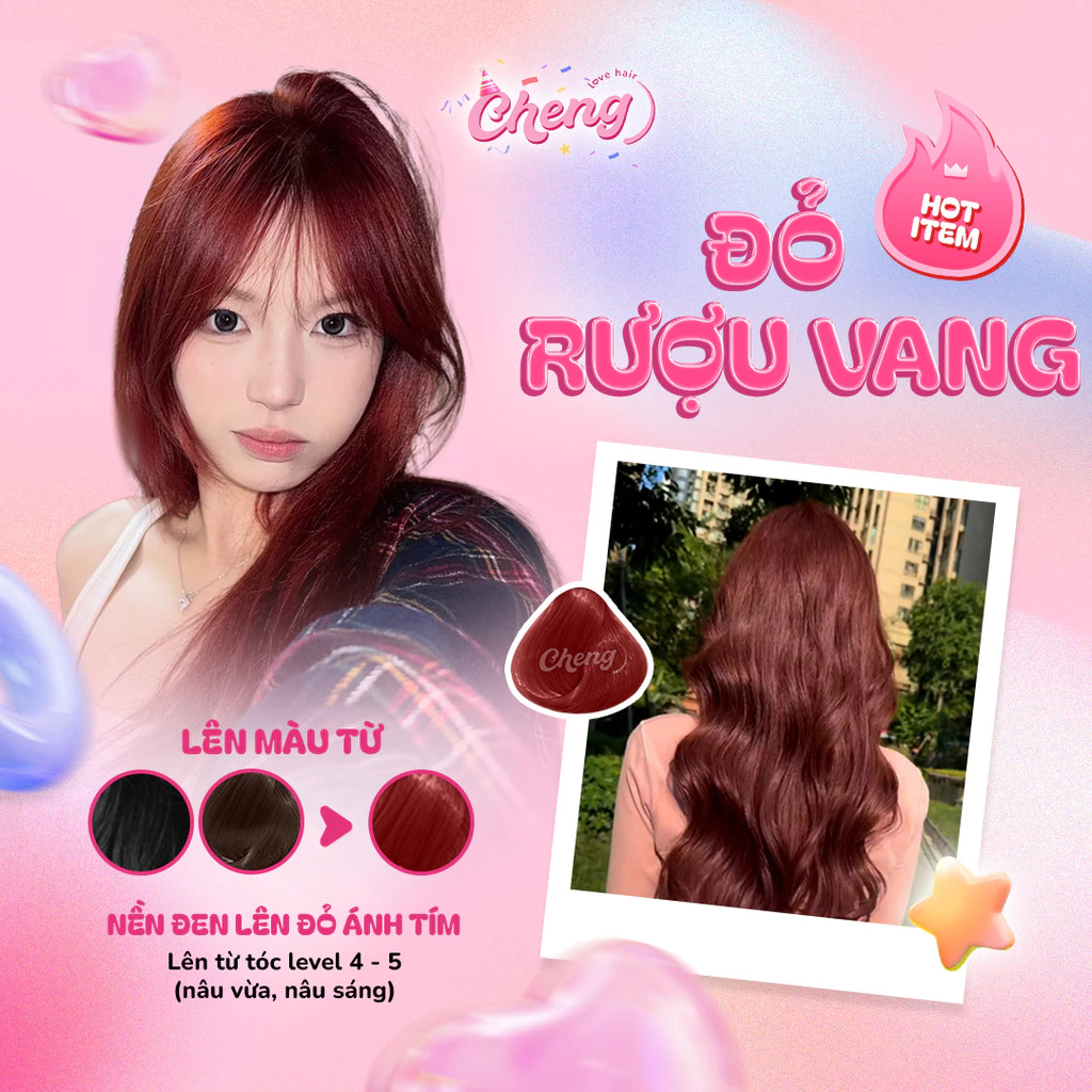 Thuốc Nhuộm Tóc Màu ĐỎ RƯỢU VANG Không Tẩy | Chenglovehair, Chenglovehairs
