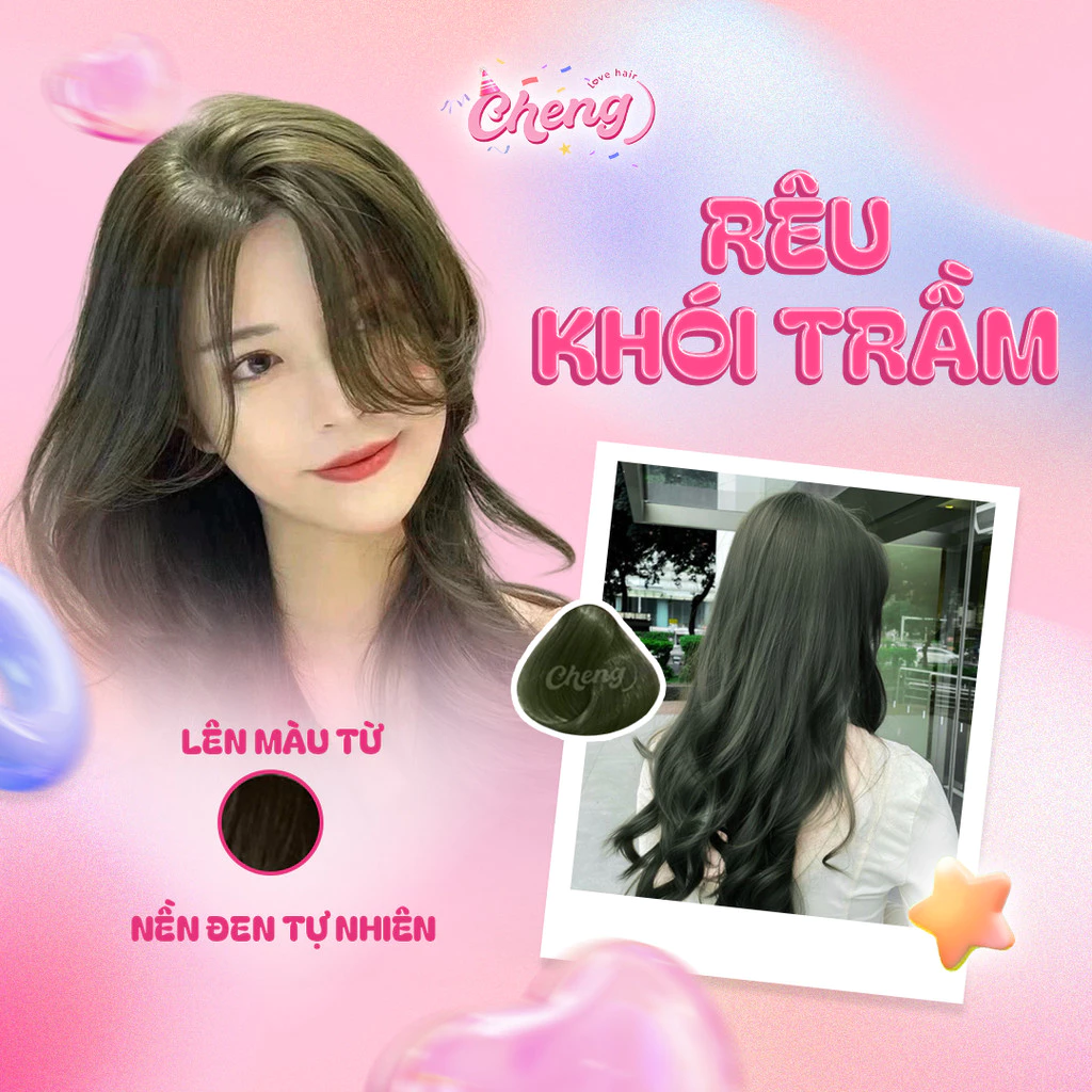 Thuốc nhuộm tóc RÊU KHÓI TRẦM không cần thuốc tẩy tóc Chenglovehairs, Chenglovehair