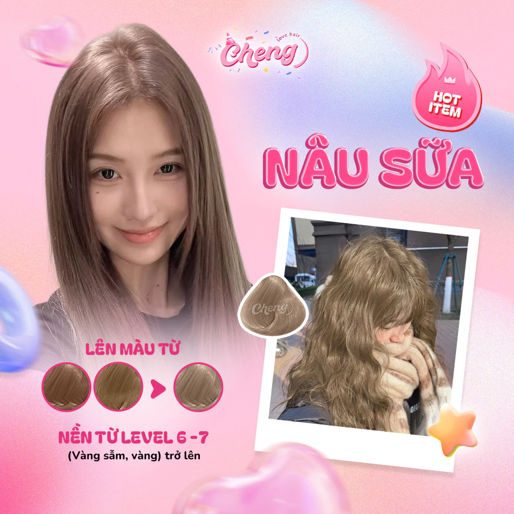 Thuốc Nhuộm Tóc Màu NÂU SỮA, NÂU TRÀ SỮA Không Tẩy | Chenglovehair, Chenglovehairs