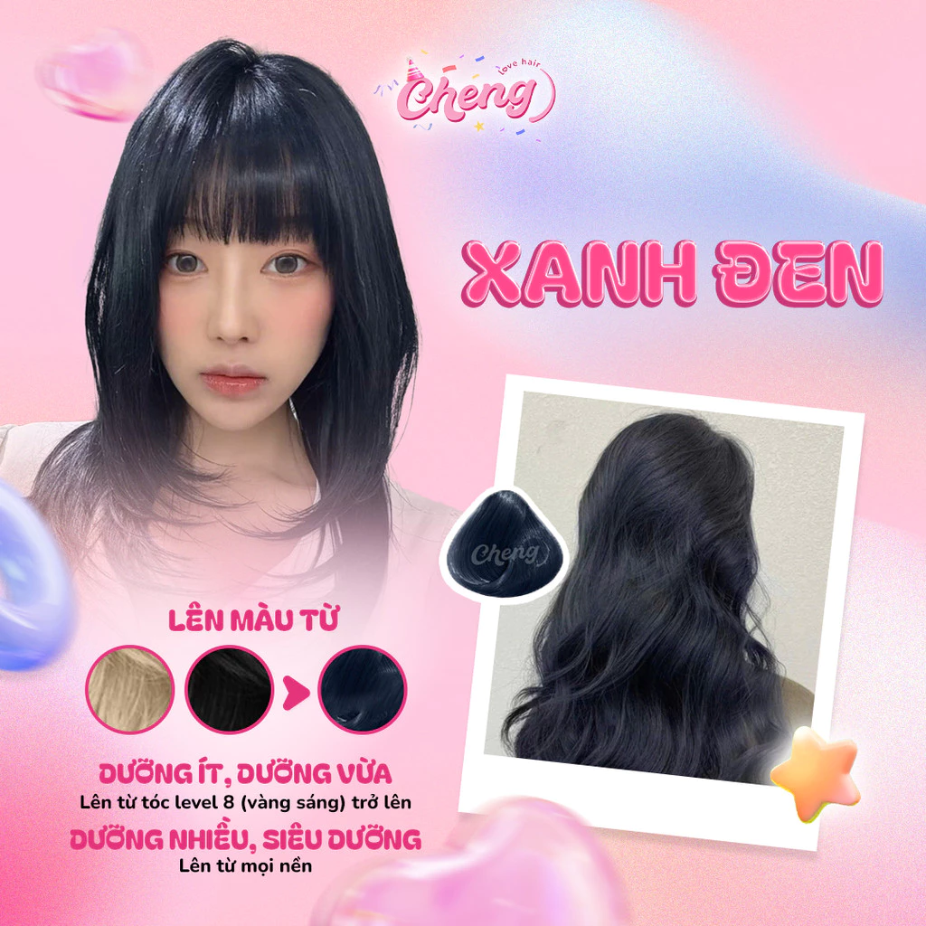 Thuốc Nhuộm Tóc Màu XANH ĐEN, Xanh Than, Xanh Dương Đen Không Tẩy | Chenglovehair, Chenglovehairs