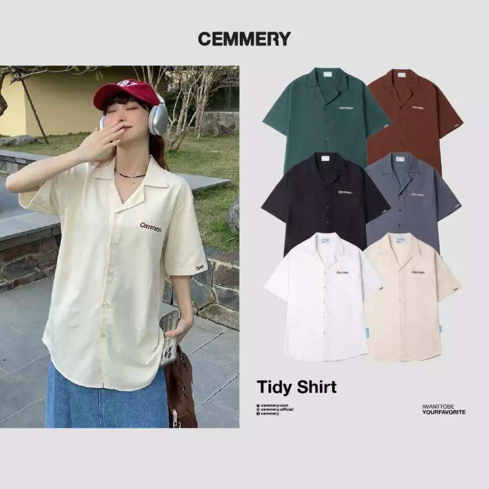 Áo Sơ Mi tay ngắn Cemery Local Brand TIDY SHIRT 6 Color, Sơ mi chất lụa hàn chống nhăn