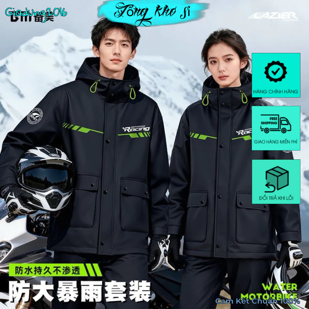 Bộ Áo Mưa Cao Cấp Chống Thấm Thế Hệ Mới 2026 | Bộ Quần Áo Mưa Đi Xe Máy Chống Nước Nam Nữ - giadung2016