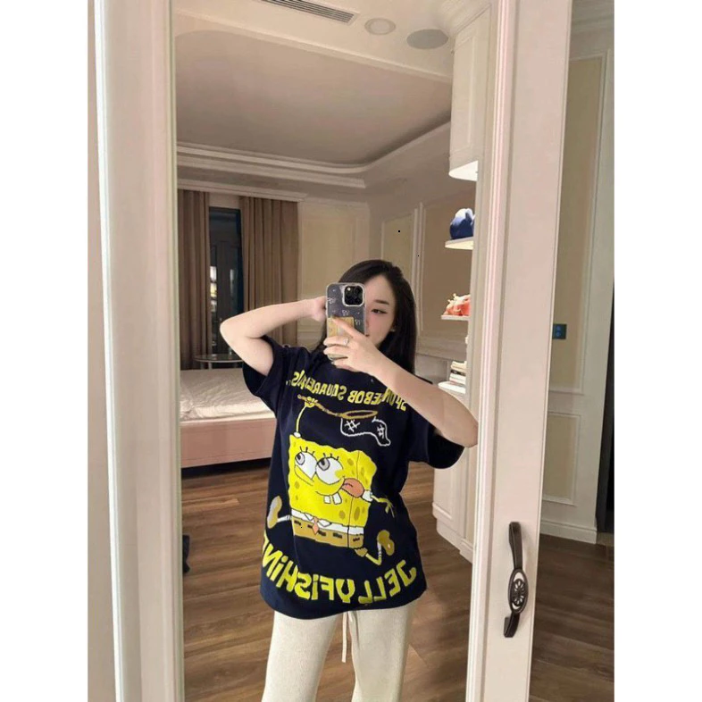 Áo Phông Nam Nữ Form Rộng Hình Bọt Biển Chất Liệu Cotton 100% Co Giãn Thấm Mút Siêu Đẹp - Áo Phông Hot Hit Hot Trend 202