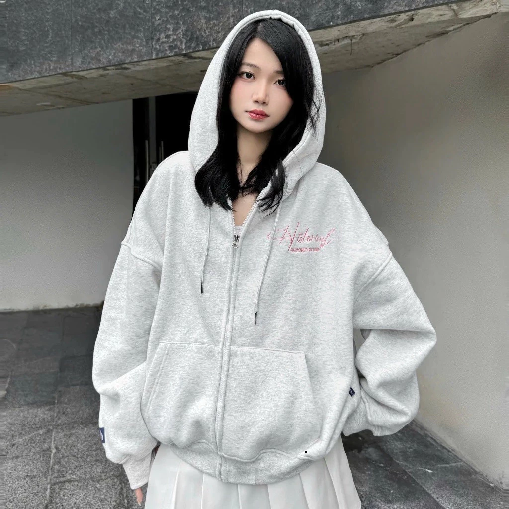 Áo Khoác Hoodie Zip COTTON Thêu Xù NQ30 HISTORICAL Form Boxy Form Rộng Nam Nữ Unisex 2026.....