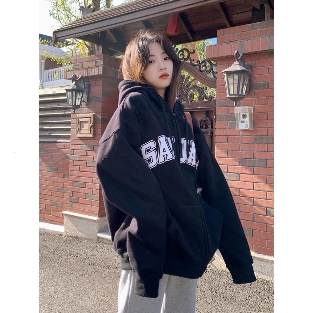 Hoodie Zip - Áo Khoác Nỉ Bông Form Rộng Unisex In Chữ SANJATI Nam Nữ Mặc Được Hottrend 2023 2026.....