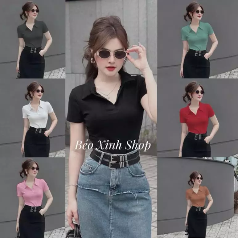 Thời Trang Nữ Áo Thun Polo Vải Thun Tăm Bigsize 50 - 100Kg Dễ Thương Áo Thun Trơn - A.1188 Rẻ