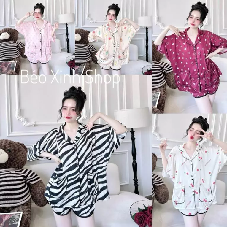 [Cánh Dơi ] Lụa LaTin Cao Cấp Đùi Đồ Bộ Pyjama Bigsize 40-100kg Cao Cấp Kiểu Dáng Đẹp Đồ Bộ Nữ Rẻ