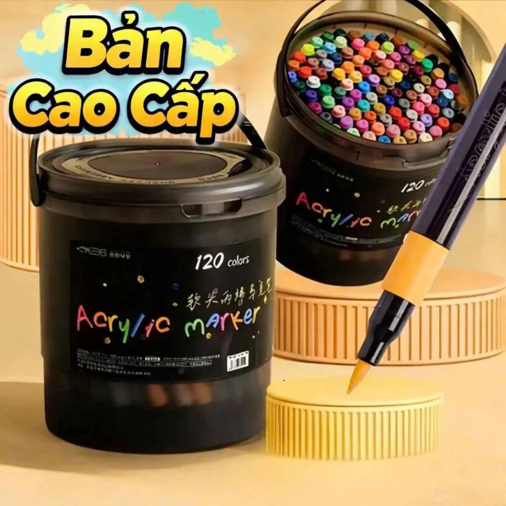 Xô 120 Bút Màu Acrylic Marke Cao Cấp Chống Nước Màu Sắc Tươi Sáng-Vẽ Trên Nhiều Chất Liệu giadungso1_vietnam