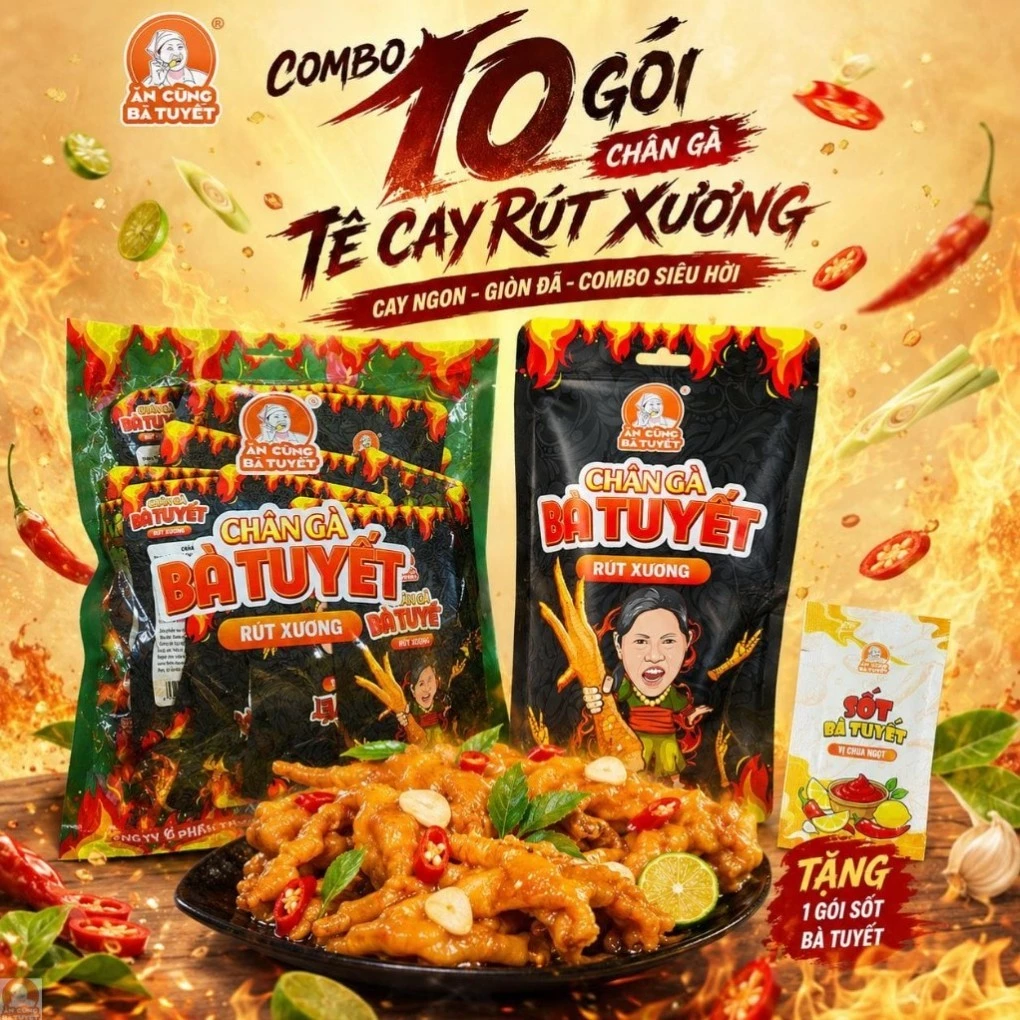 (Tặng 1 gói sốt) COMBO 10 CHÂN GÀ BÀ TUYẾT - ĂN CÙNG BÀ TUYẾT M120