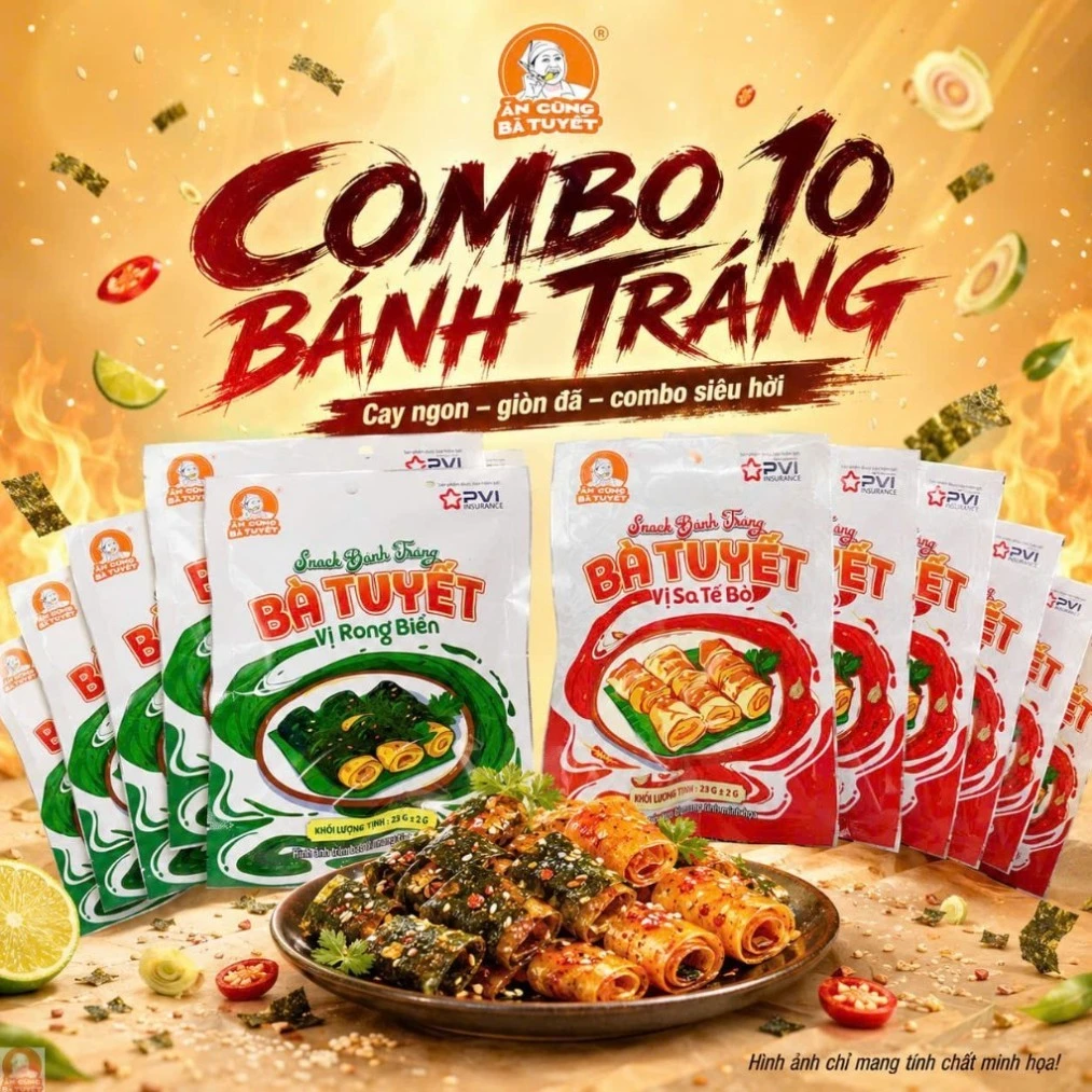 Combo 10 gói bánh tráng rong biển và sa tế - Ăn Cùng Bà Tuyết