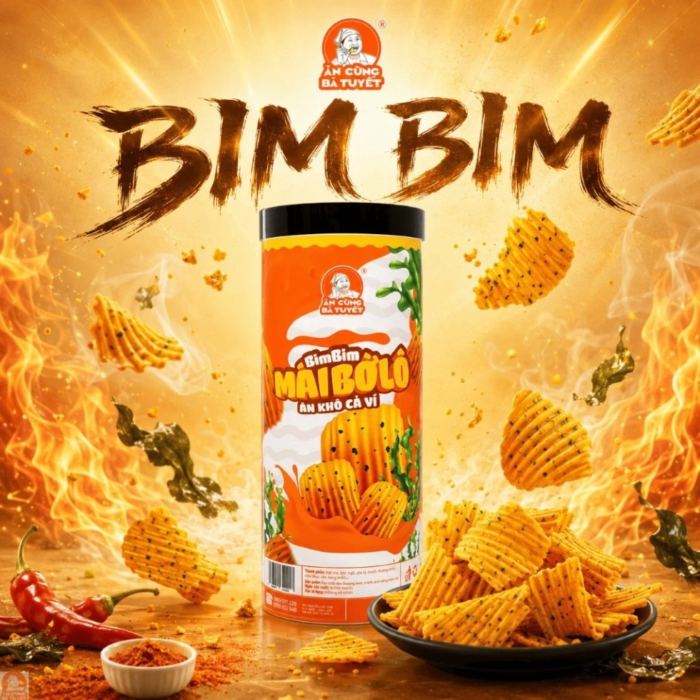 (Hũ khổng lồ) Bim bim Mái Bờ Lô - Ăn Cùng bà Tuyết - Đồ Ăn Vặt Việt Nam M15