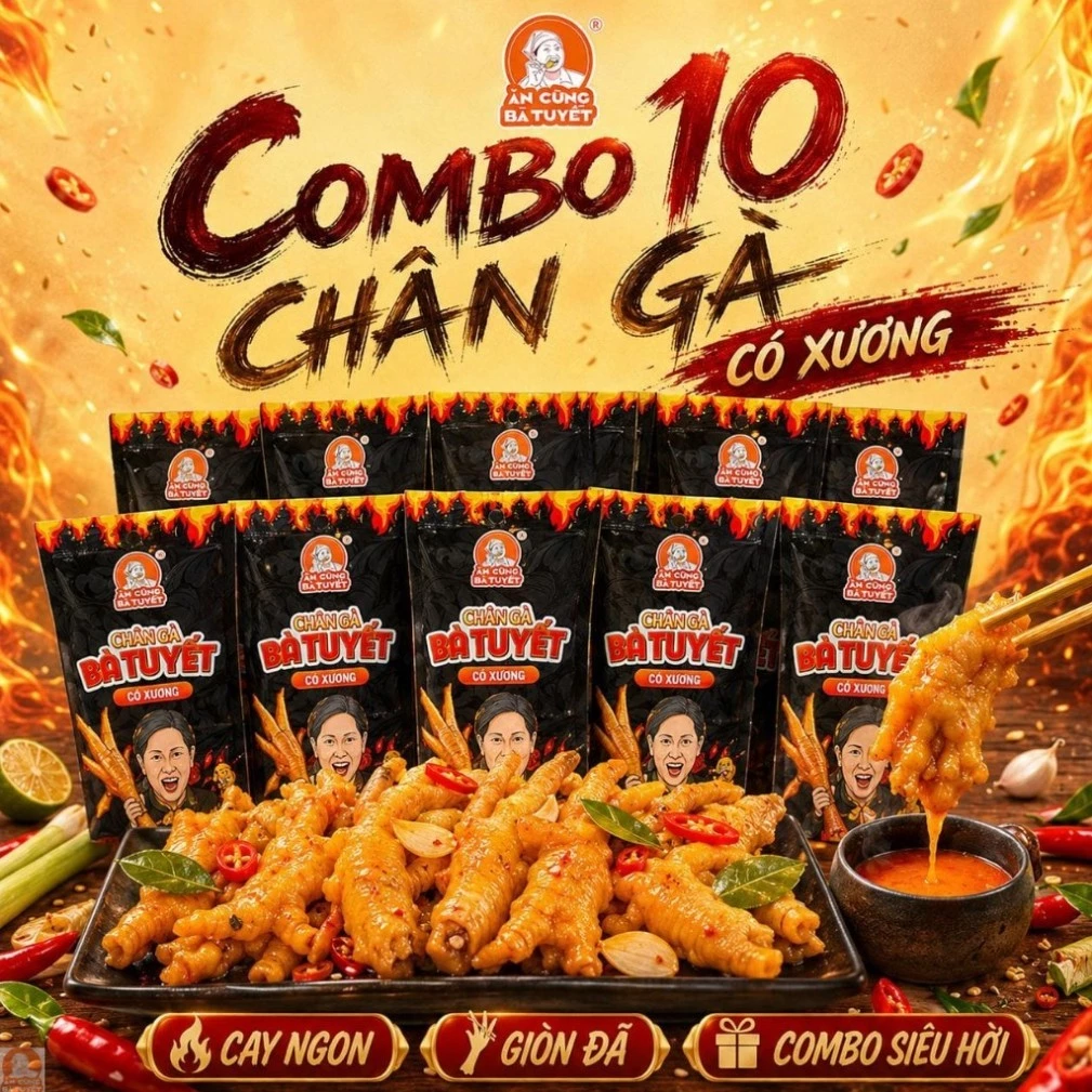 10 CHÂN GÀ TÊ CAY CÓ XƯƠNG  BÀ TUYẾT - ĂN CÙNG BÀ TUYẾT M22