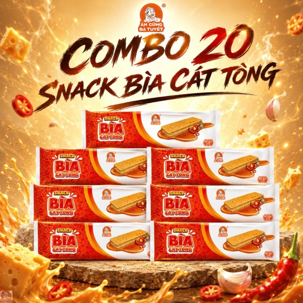 COMBO 20 SNACK BÌA CÁT TÔNG - ĂN CÙNG BÀ TUYẾT M117