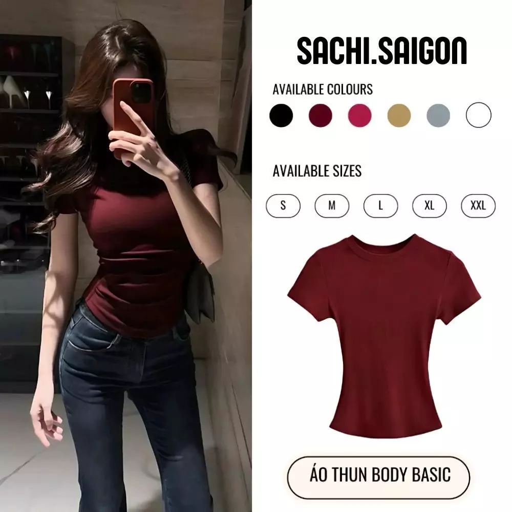 [ Combo 3 Màu Và Có Bán Lẻ ] Áo Cộc Tay Babytee Body Chất Thun Tăm Cổ Tròn 3 Màu Đen-Trắng-Đỏ