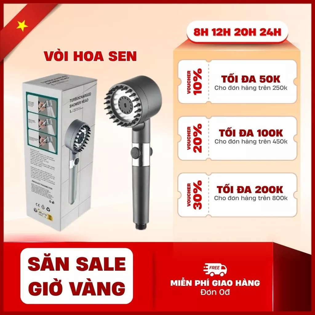 Vòi Hoa Sen, Vòi Nhà Tắm Tăng Áp Lực Nước Chất Liệu Mạ Inox Chống Gỉ Tay Cầm Đen Nhám 4 Chế Độ Xả Nước Kèm Dây 1,5m
