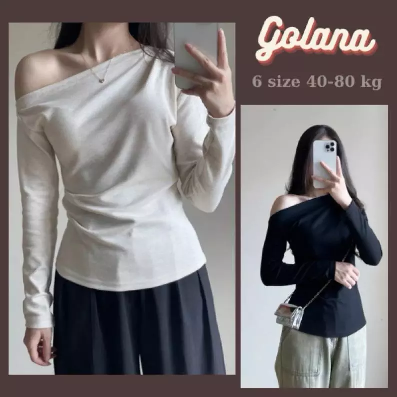 Áo Lệch Vai Kiểu Dài Tay ôm body siêu Quyến Rũ vải Tăm lông chuột giữ nhiệt monazi  (Có Bigsize) .