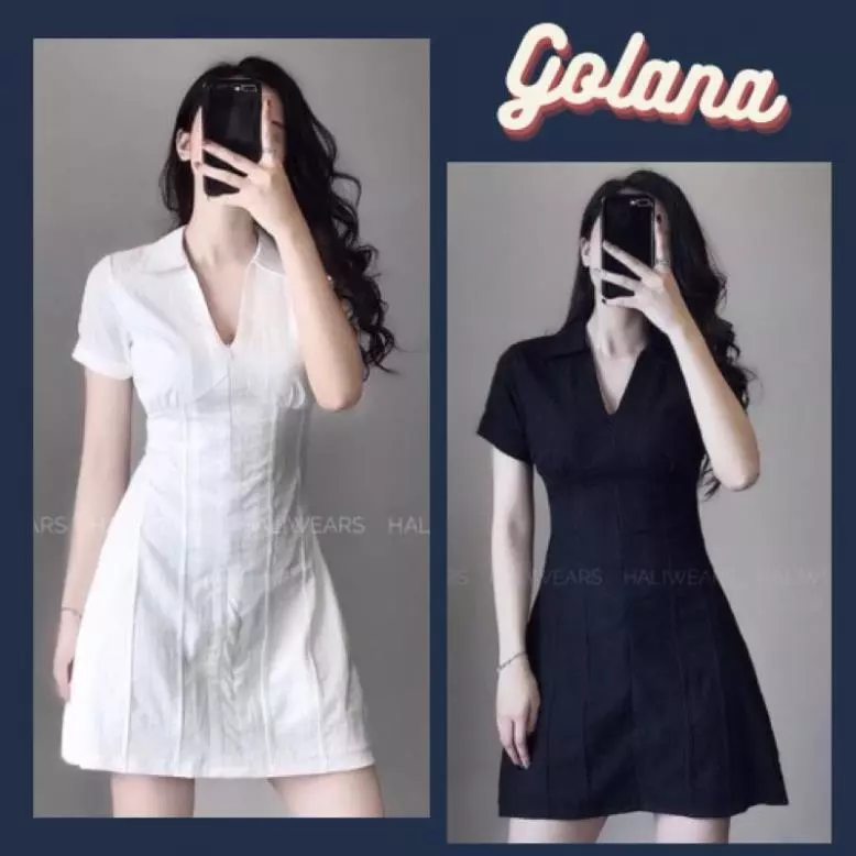 Váy Sơ Mi Khoá Kéo Cổ Đức Đũi Nhật Siêu Nữ Tính (Có Bigsize) 188 .