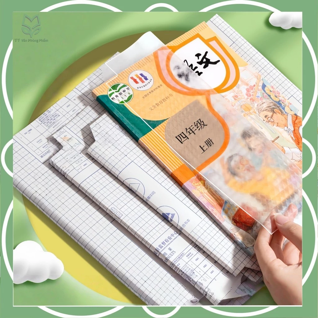 Màng Dán Bọc Sách Vở Học Sinh Set 10 Tờ, Chống Bụi Chống Bẩn Dễ Lau Sạch