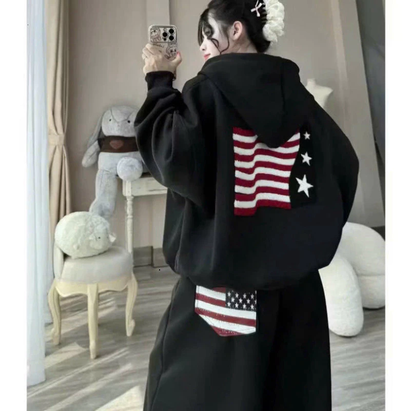 Bộ Cờ Mỹ Zip USA Chất Nỉ Cao Cấp Thêu Logo Quần Ống Suông Thời Thượng Sang Trọng, Bộ Đồ Nam Nữ Xu Hướng 2025 2026.....