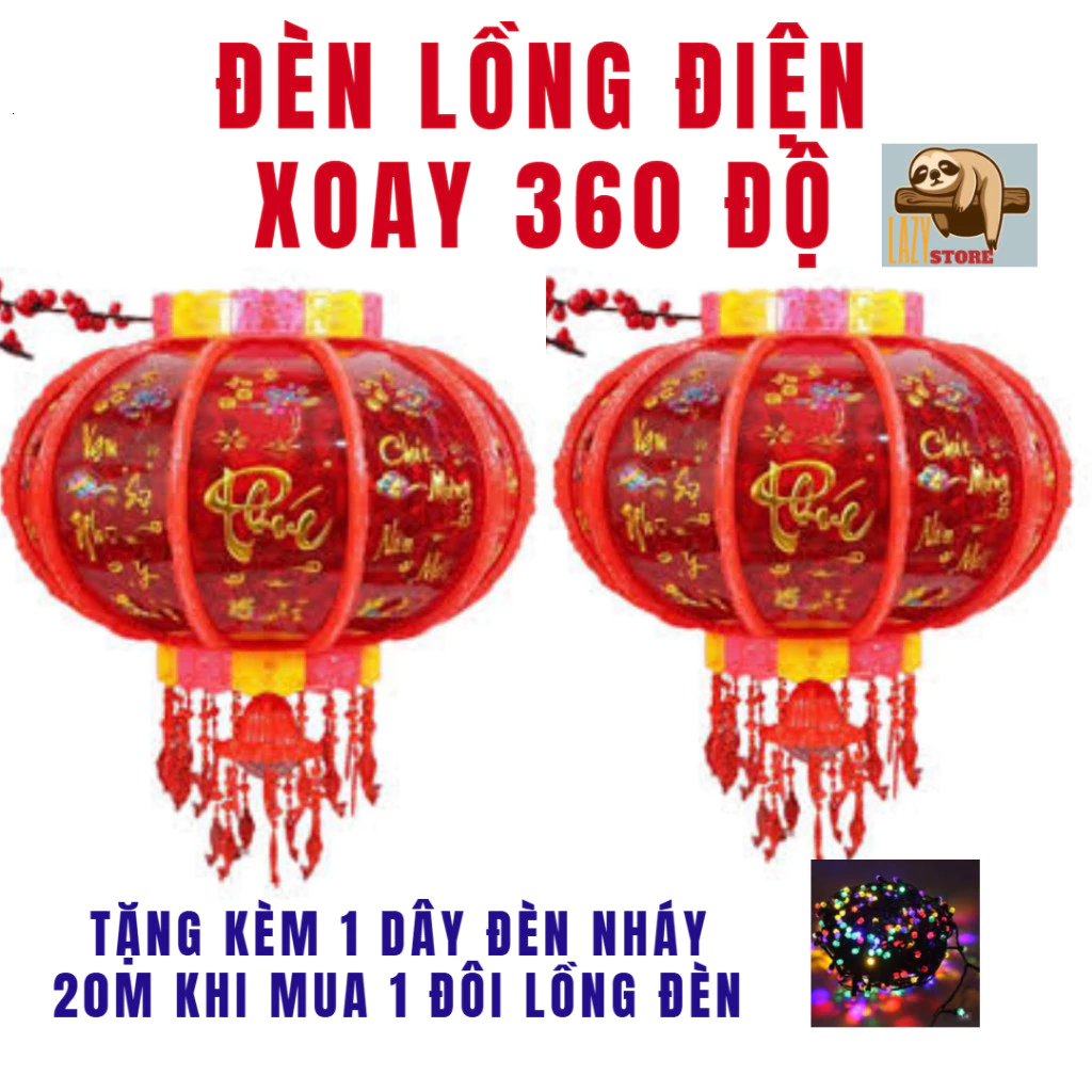 Đèn Lồng Điện Xoay 360 Chữ Nổi Lấp Lánh Tiếng Việt Mẫu Mới 2026 Trang Trí Tết trung thu