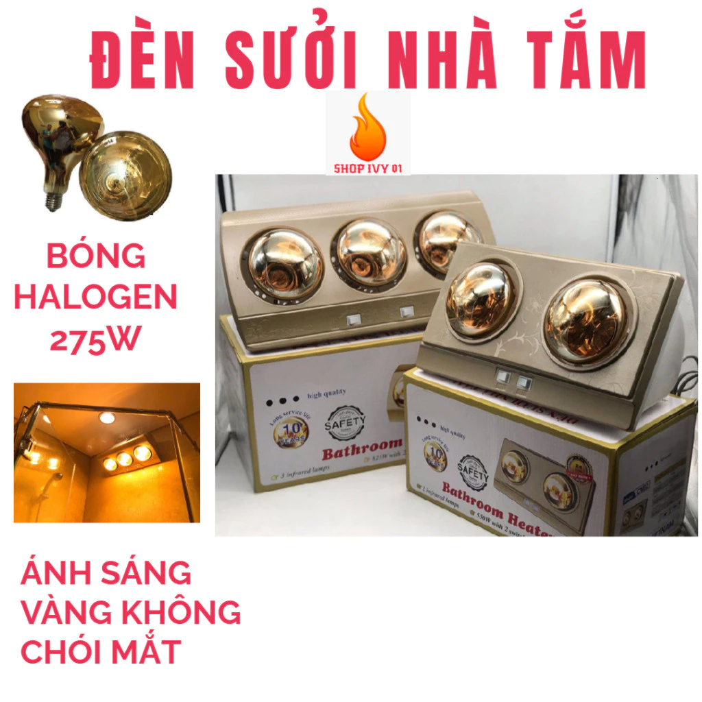 ĐÈN SƯỞI NHÀ TẮM , MÁY SƯỞI PHÒNG TẮM CHO BÉ ĐUI SỨ  2 bóng 3 bóng CAO CẤP