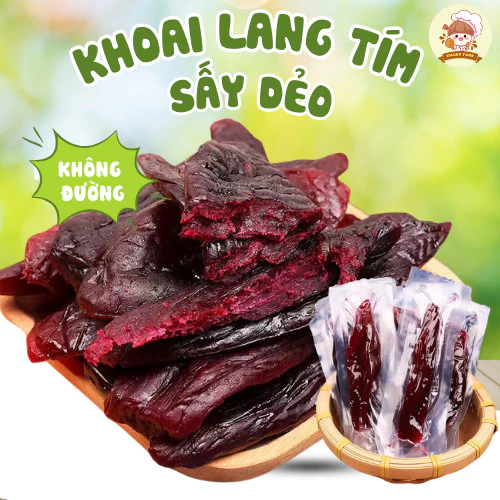Khoai lang tím Đà Lạt sấy dẻo không đường, không chất bảo quản nguyên củ 100% siêu ngon siêu dinh dưỡng (nửa kg)