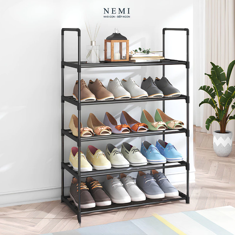 Kệ Để Giày Dép NEMI 4 Tầng 80cm, Kệ Giày Nhiều Tầng Thép Không Gỉ, Giá Đựng Giày Dép Gọn Gàng Chắc Chắn