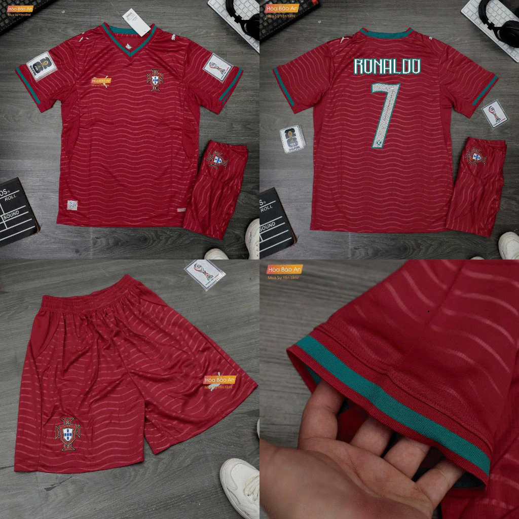 In tên số - Bộ Quần Áo Bóng Đá Đội Tuyển Bồ Đào Nha Sân Nhà WC 2026 - Vải Polyester Thái Cao Cấp