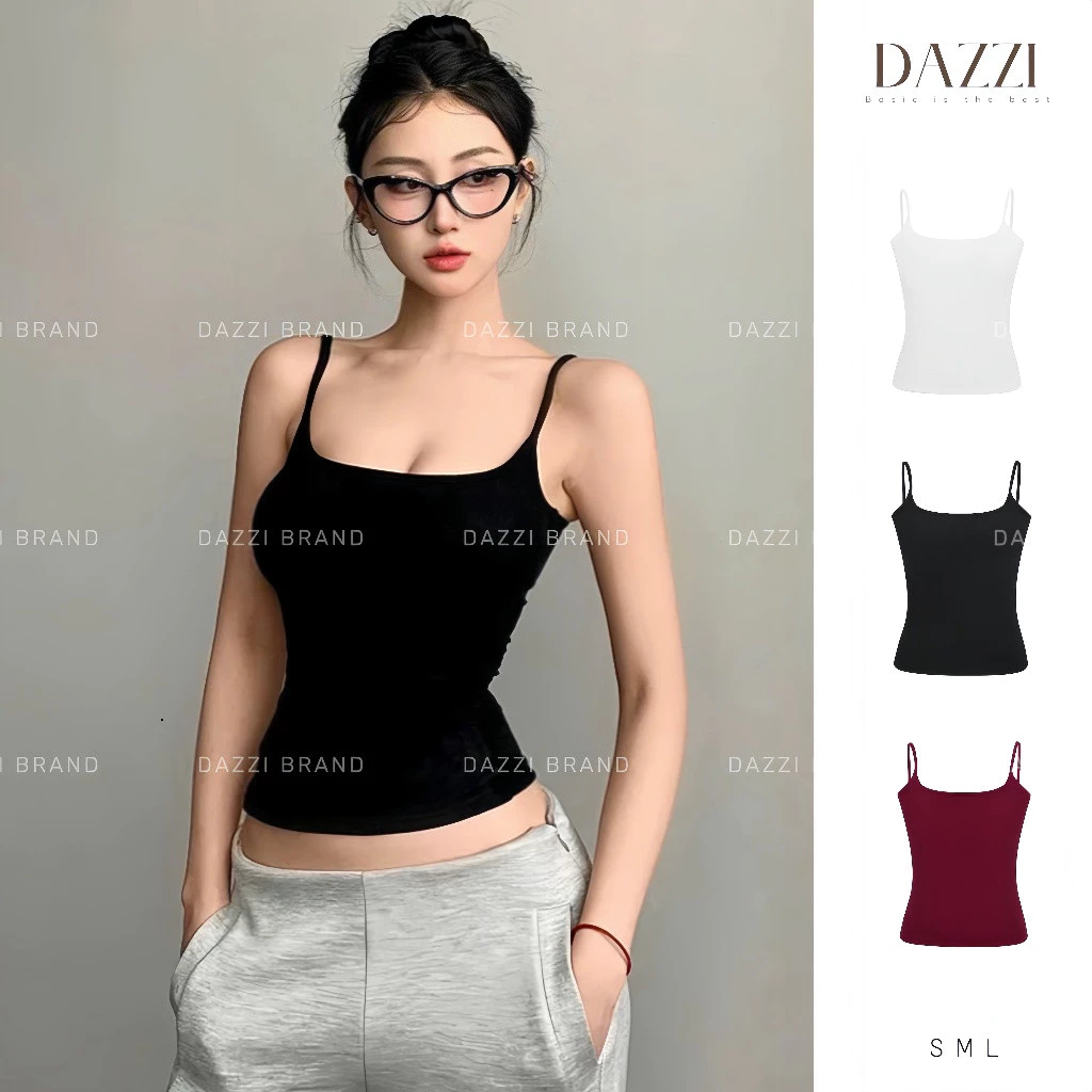 Áo hai dây nữ basic ôm dáng chất thun cotton mịn tôn dáng DAZZI Women A057 hot 2026