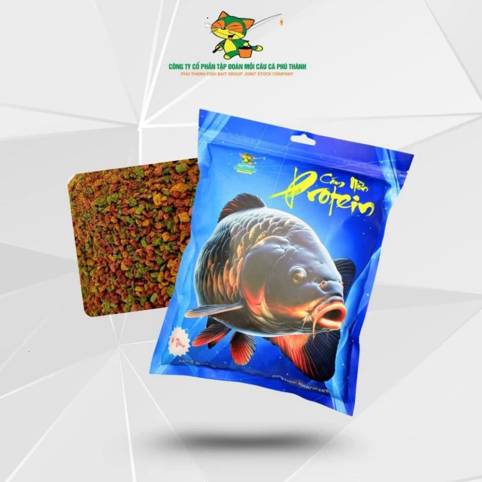 Cám Nền Protein  1Kg Phú Thành chuyên dùng câu Cá Chép, Cá Trắm Cỏ, Cá Rô Phi, Cá Trôi okuhygfv kmnbhyy