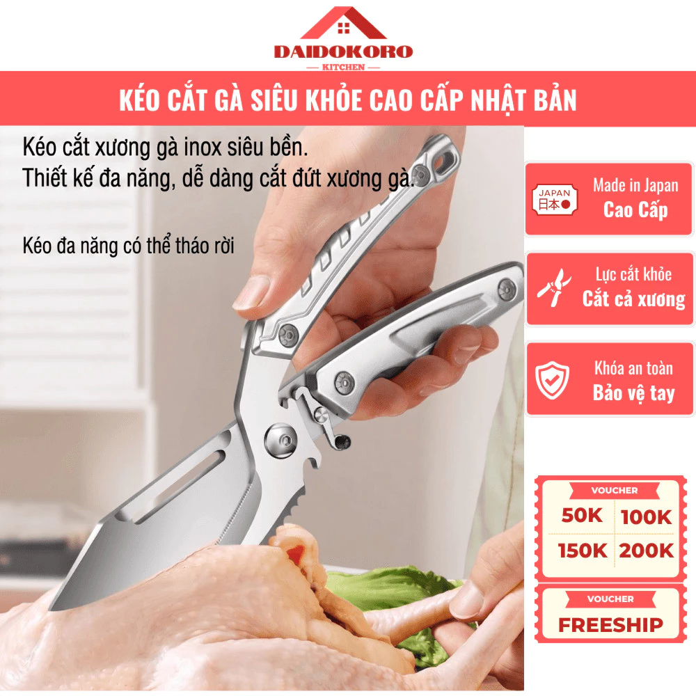 Kéo Cắt Gà Cao Cấp Hàng Nhật Bản, Siêu Bén, Cắt Khỏe Cả Xương, Chất Liệu Cao Cấp, An Toàn