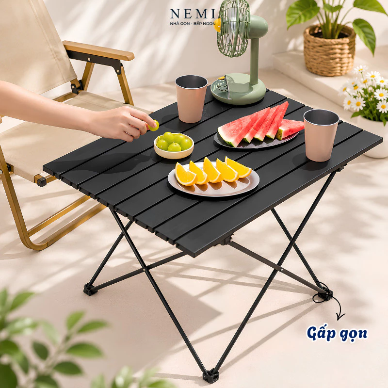 Bàn Camping Gấp Gọn NEMI, Bàn Xếp Dã Ngoại Cắm Trại, Bàn Picnic Ngoài Trời Chịu Lực 70kg