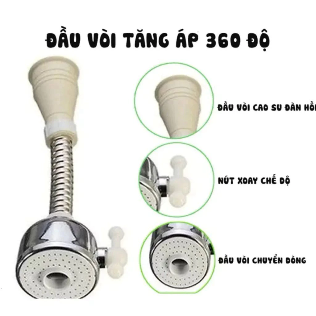 Đầu Vòi Tăng Áp Xoay 360 Độ-Vòi Nước Tăng Áp 2 Cấp Độ giadungso1_vietnam