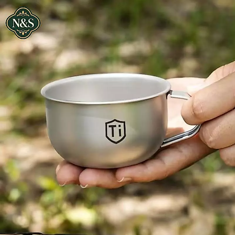 NS MINI Cắm Trại Cốc Nước Hợp Kim Titan Di Động Trà Cà Phê Thiết Bị Nhà Bếp Ngoài Trời Leo Núi Cốc 80 / 220ml NS