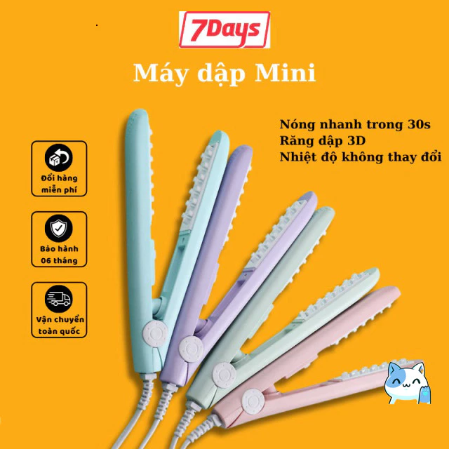 Máy dập xù tóc 7DaysSmile Máy dập phồng chân tóc vuông mini02 Tạo hình đẹp dễ dàng