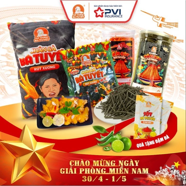 Combo TẾT ĐỘC LẬP: 1 gối ôm bà Tuyết+20 chân gà rút xương+1 hũ truyền thống+1 hũ tiêu đen tặng 2 gói nước sốt M112
