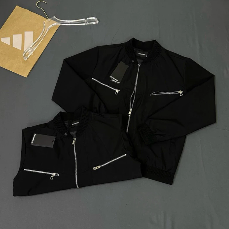 Áo Khoác Bomber Gió Nam Nữ DSQ Phối Thêu Túi Khoá Zip Bạc Hai Bên Hàng QC hottrend 2k6
