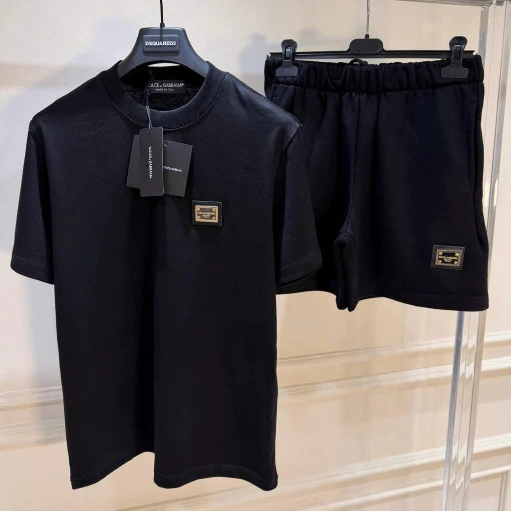 Đồ bộ quần áo nam mùa hè chất cotton thêu logo sắt phối dệt chữ Đôn Hàng QC hottrend 2k6