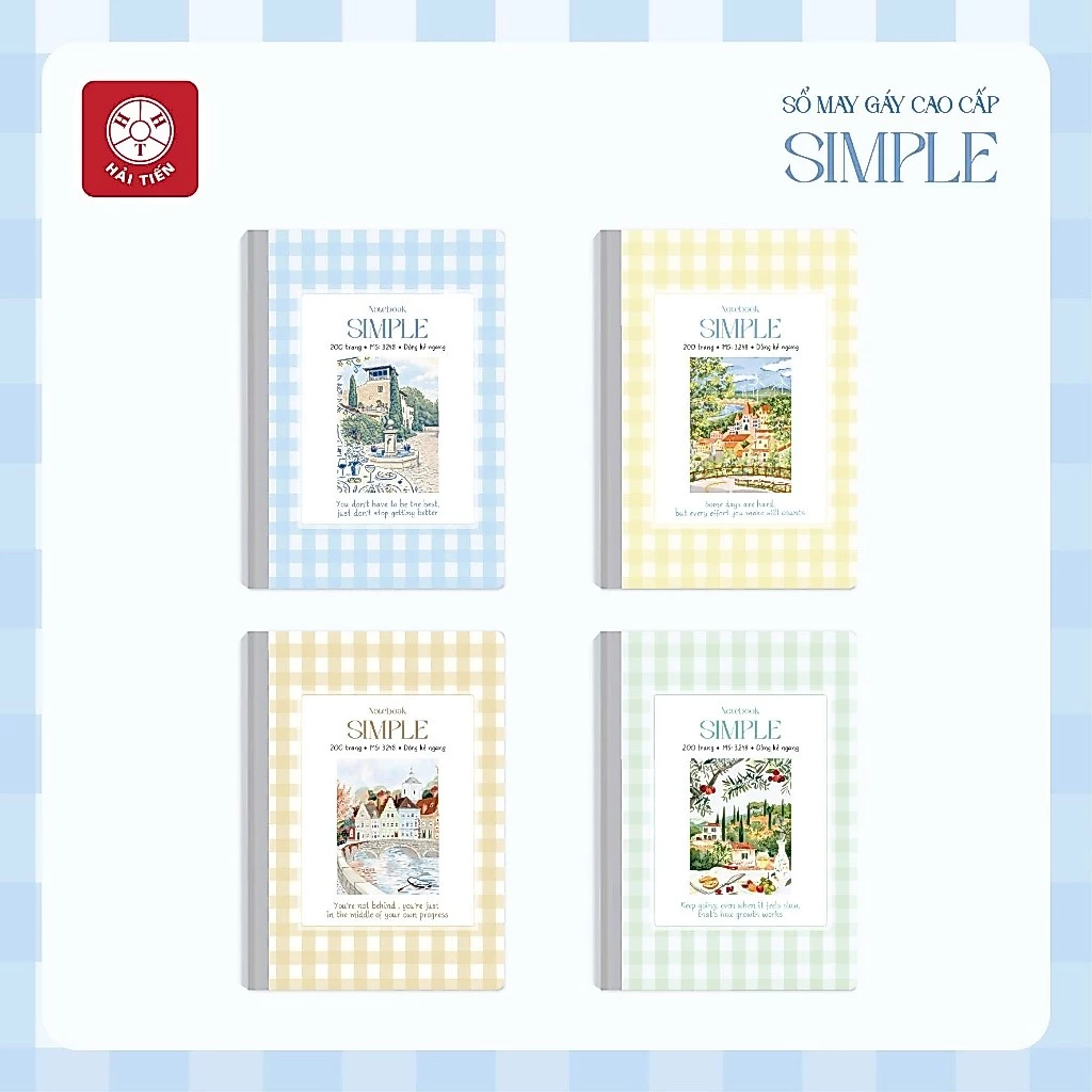 HẢI TIẾN Sổ may gáy bìa bồi A4 Simple (200, 300 trang)